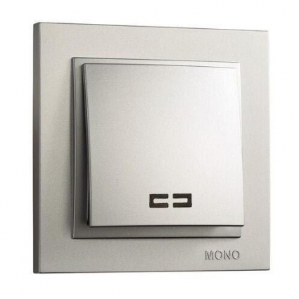Выключатель Mono Electric Despina одноклавишный с подсветкой серебро 102-212125-101, цвет серебро,  в современном стиле