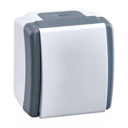 Выключатель Mono Electric Octans IP54 одноклавишный бело-серый 154-020001-100, цвет серый,  в современном стиле