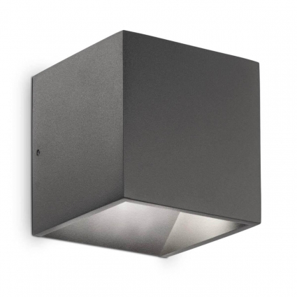Уличный настенный светодиодный светильник Ideal Lux Rubik Ap1 Antracite 4000K 149738, цвет темно-серый,  в современном стиле