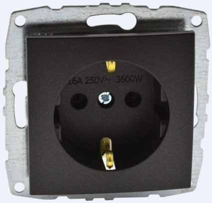 Розетка 2К+З Mono Electric Despina/ Larissa 16A 250V винтовое подключение графит 500-002021-117, цвет графит,  в современном стиле
