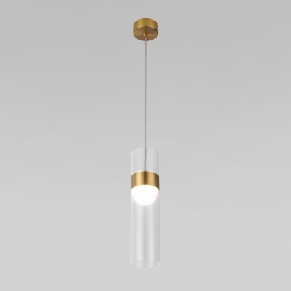 Подвесной светодиодный светильник Eurosvet Lumen 50244/1 LED латунь/прозрачный для кухни площадью до 1 кв.м.,  в современном стиле