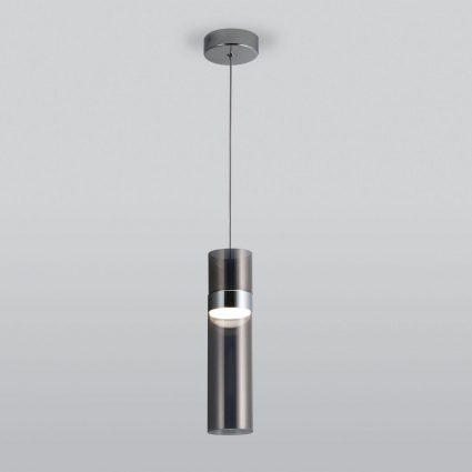 Подвесной светодиодный светильник Eurosvet Lumen 50244/1 Led хром/дымчатый для кухни площадью до 1 кв.м.,  в современном стиле