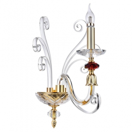 Бра Crystal Lux Catarina AP1 V2 Gold/Transparent-Cognac для спальни площадью до 3.3 кв.м.,  в стиле арт-деко