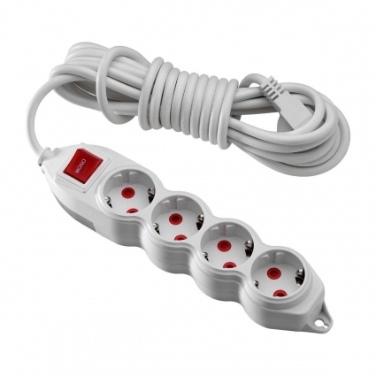 Удлинитель Mono Electric 4гн х 10м с/з 150-011001-416, цвет белый