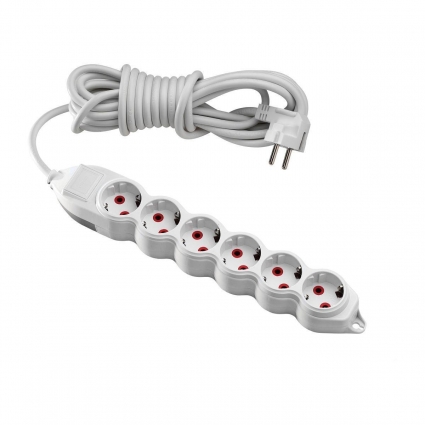 Удлинитель Mono Electric 6гн 10м с/з 150-010001-616, цвет белый
