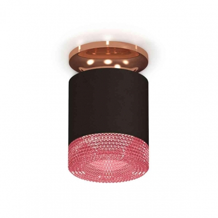 Комплект накладного светильника Ambrella light Techno Spot XS7402123 SBK/PPG черный песок/золото розовое полированное (N7930, C7402, N7193) для магазина, цвет черный